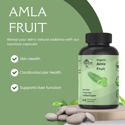 Organic Amla Capsules - Indian Gooseberry with Natural Vitamin C for Skin and Hair Health