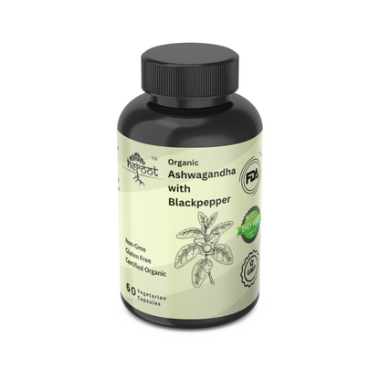 Organic Ashwagandha Capsules 500mg - 60 Capsules with Black Pepper Extract for Enhanced Absorption