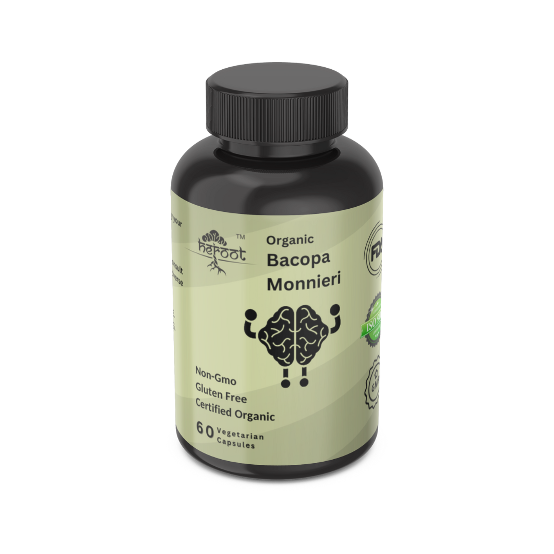 Organic Brahmi Leaf (Bacopa Monnieri) 400mg - Brain Booster for Improved Focus & Cognitive Function