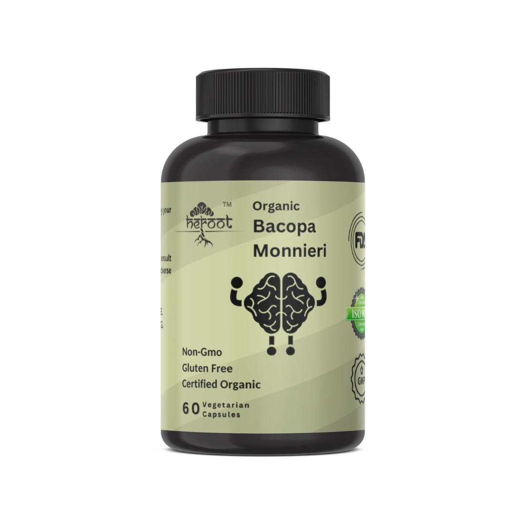 Organic Brahmi Leaf (Bacopa Monnieri) 400mg - Brain Booster for Improved Focus & Cognitive Function