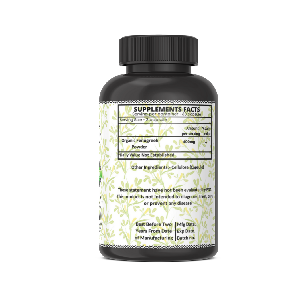 Organic Fenugreek 400mg - Supports Cholesterol Levels & Enhances Breast Milk Production