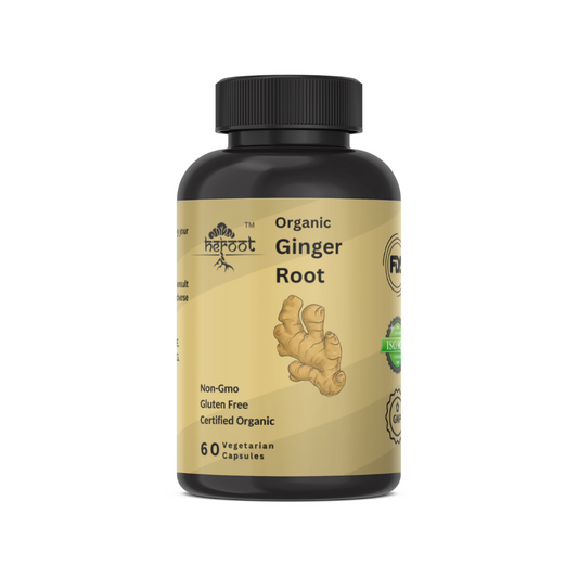 Organic Ginger Root 400mg (Zingiber Officinale) - Digestive Support & Relief from Stomach Ache