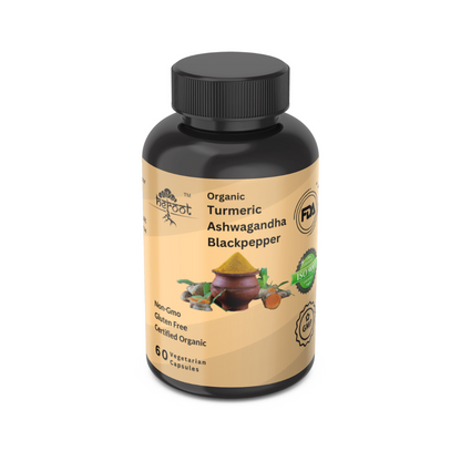 Organic Turmeric Ashwagandha 1000mg with Black Pepper - Supports Brain Health & Immune Function