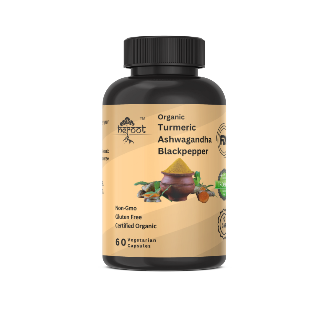 Organic Turmeric Ashwagandha 1000mg with Black Pepper - Supports Brain Health & Immune Function