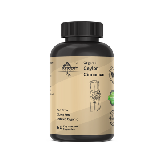 Organic Ceylon Cinnamon Capsules 500mg - 60 High-Potency Capsules for Blood Sugar Support