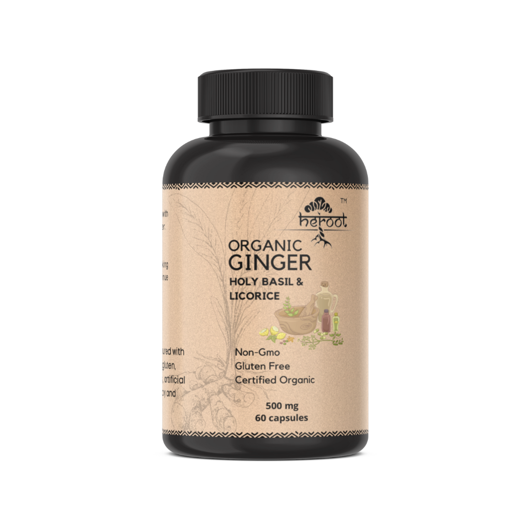 Organic Ginger, Holy Basil, and Licorice 400mg - Supports Cognitive Function & Sleep (60 Caps)