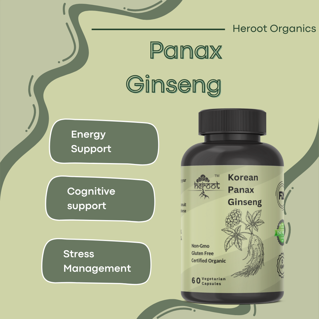 Korean Red Panax Ginseng 500mg - 60 High Strength Capsules | Boosts Energy & Vitality with Ginsenosides