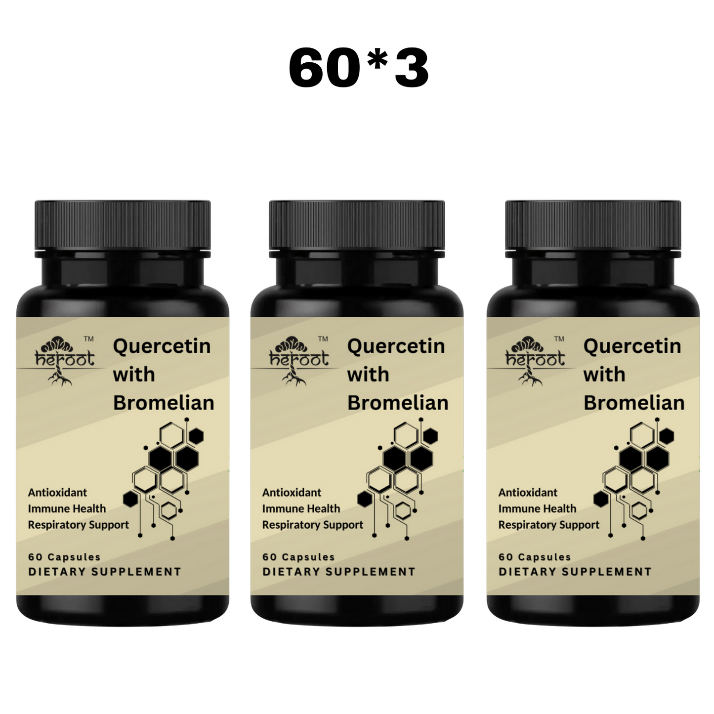 Quercetin with Bromelain 500mg (2400 GDU/gram) - 60 Capsules for Respiratory Support