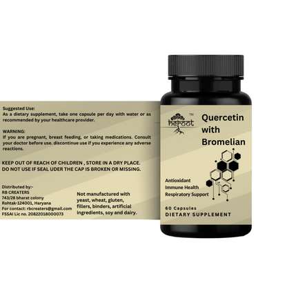 Quercetin with Bromelain 500mg (2400 GDU/gram) - 60 Capsules for Respiratory Support