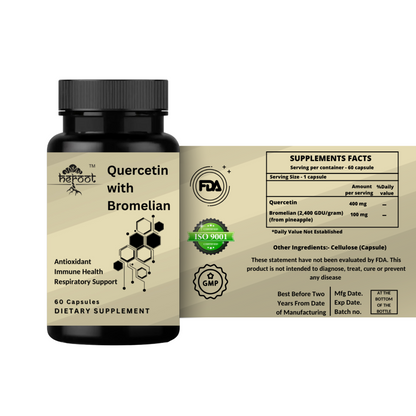 Quercetin with Bromelain 500mg (2400 GDU/gram) - 60 Capsules for Respiratory Support