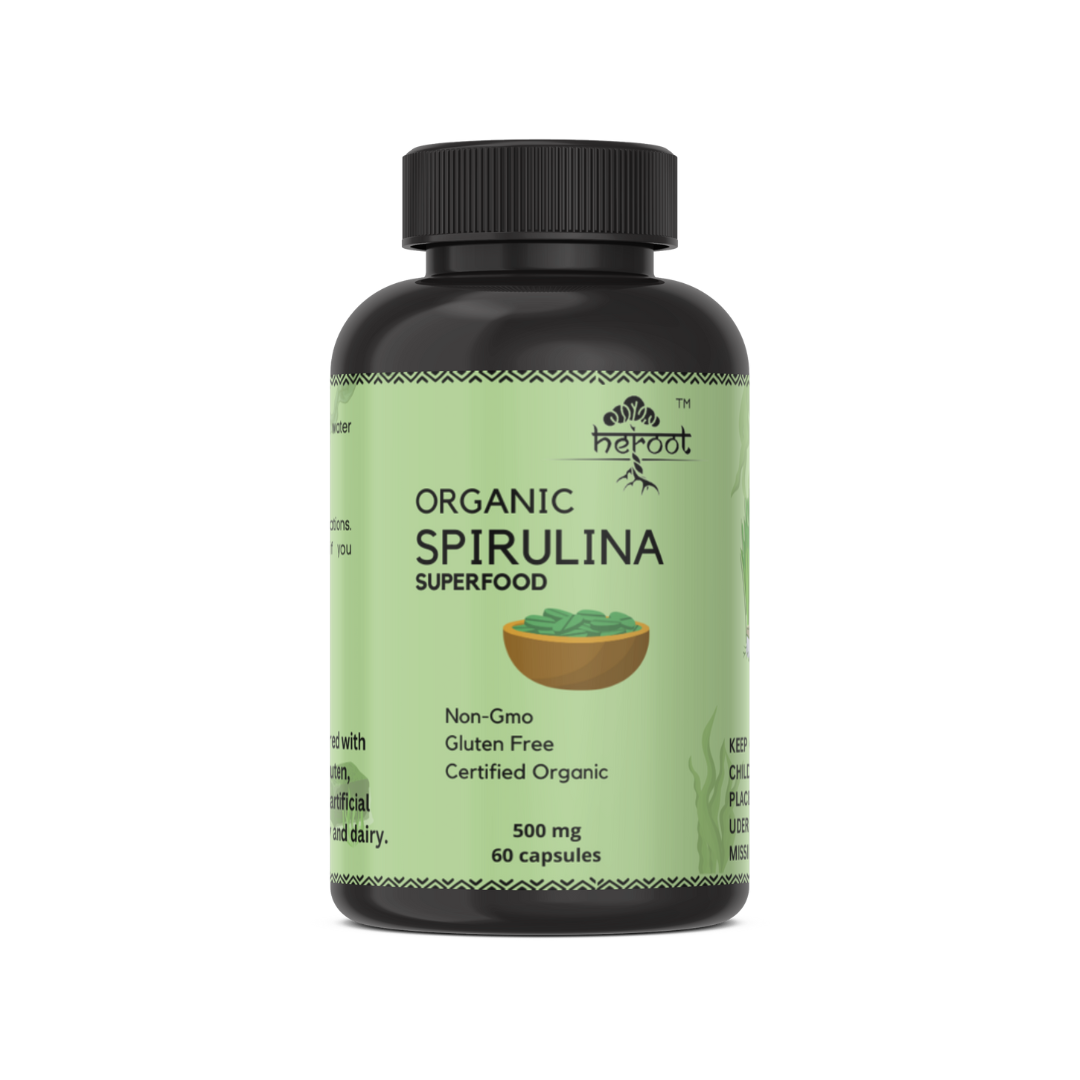 Organic Spirulina Powder 500 mg - Supports Eye & Brain Health, Boosts Immune System