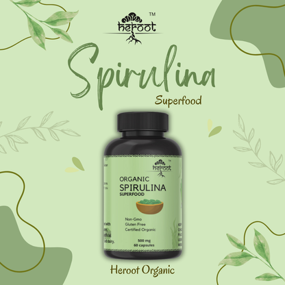 Organic Spirulina Powder 500 mg - Supports Eye & Brain Health, Boosts Immune System