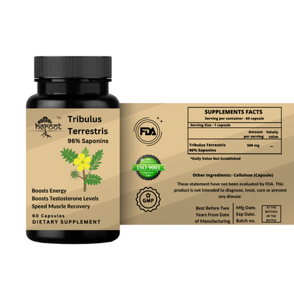 Tribulus Terrestris 500mg Extract - 60 Capsules | Testosterone Booster & Muscle Mass Support