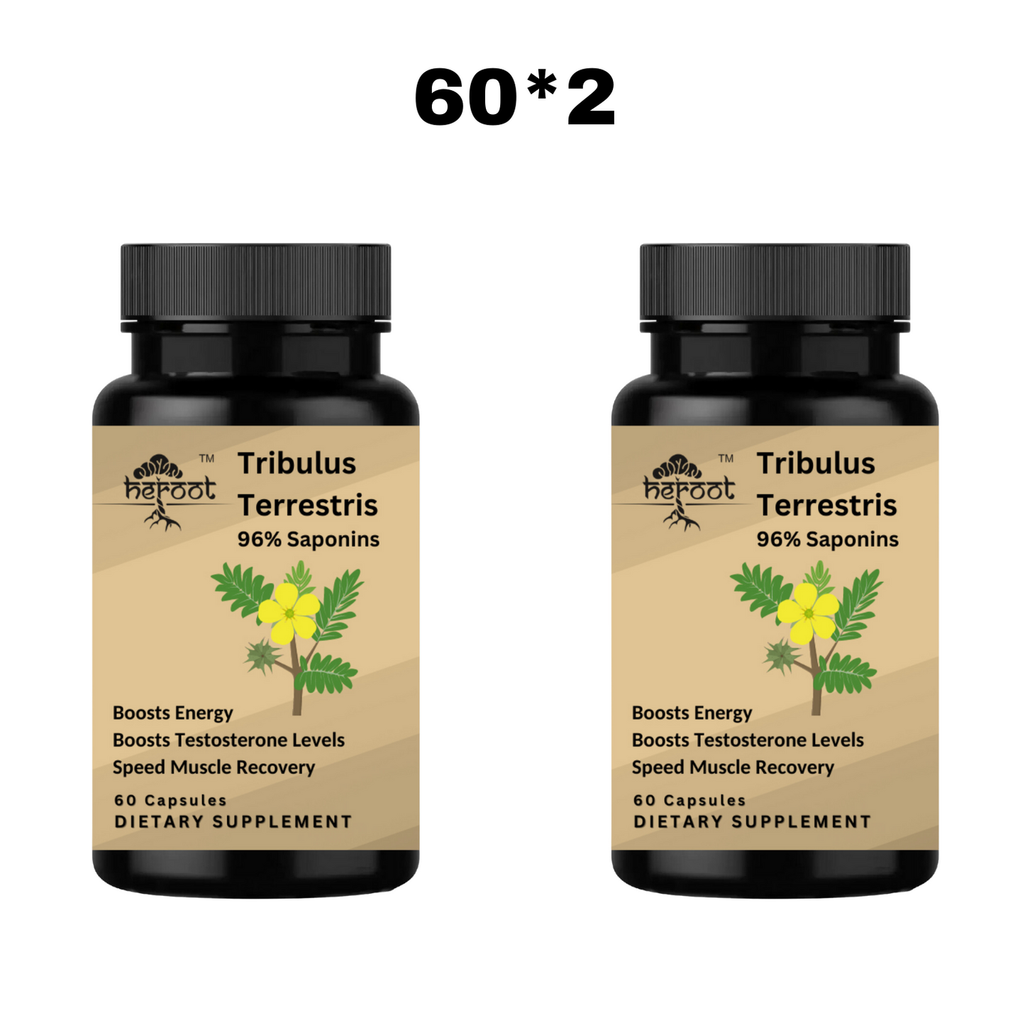 Tribulus Terrestris 500mg Extract - 60 Capsules | Testosterone Booster & Muscle Mass Support