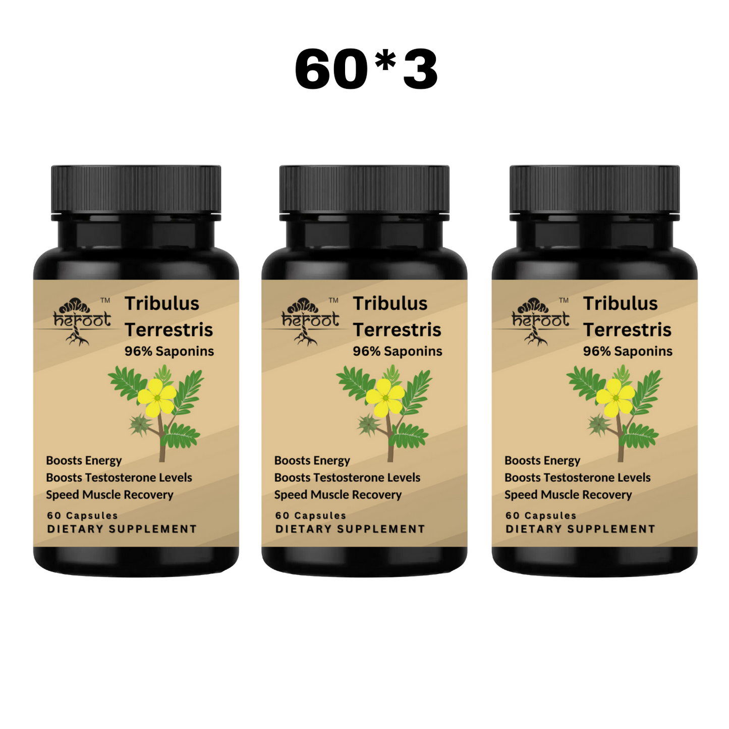 Tribulus Terrestris 500mg Extract - 60 Capsules | Testosterone Booster & Muscle Mass Support