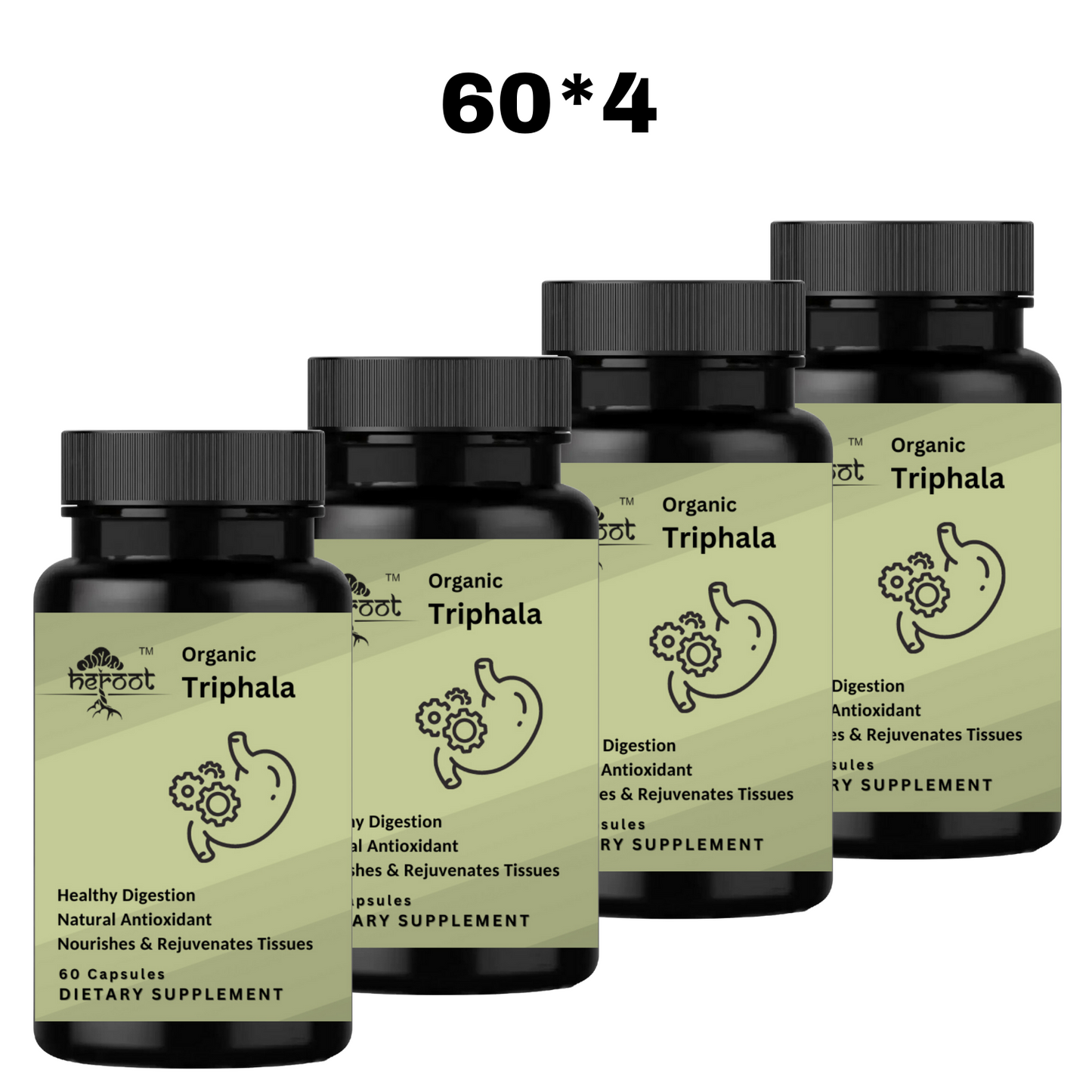 Triphala Powder Capsules 500mg (100% Pure & Organic) - Amla, Haritaki, & Bahera Blend