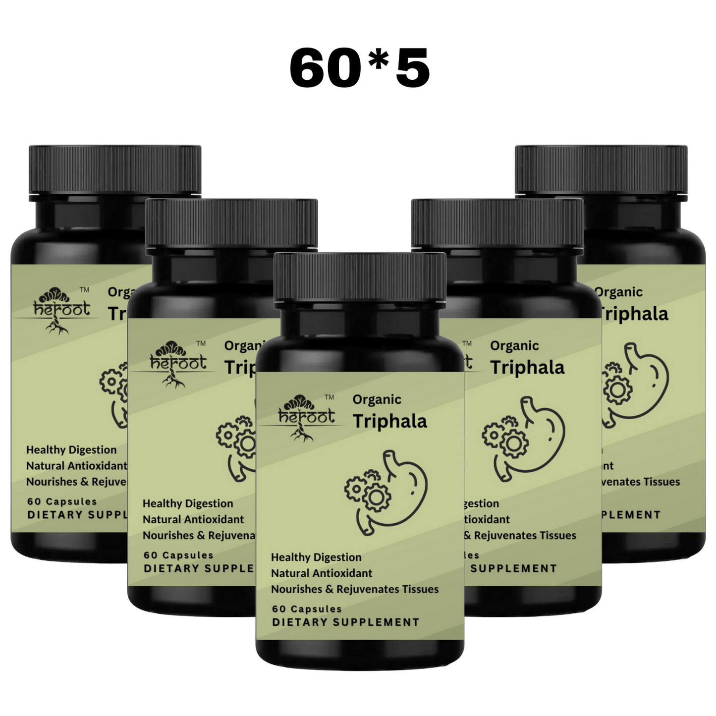 Triphala Powder Capsules 500mg (100% Pure & Organic) - Amla, Haritaki, & Bahera Blend