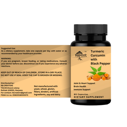 Turmeric 95% Curcumin 1000mg Extract with Black Pepper - Powerful Antioxidant Support