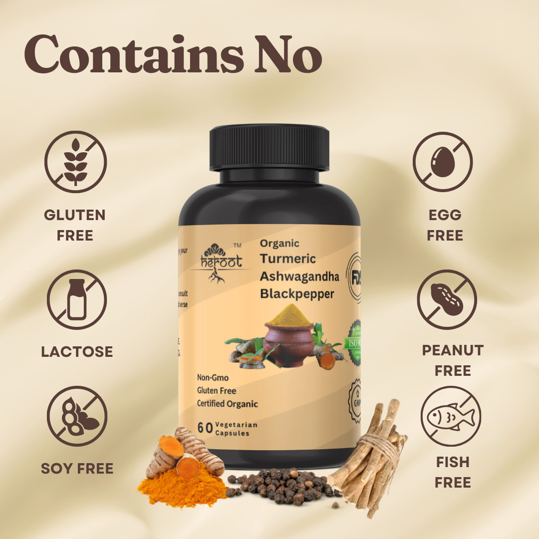 Organic Turmeric Ashwagandha 1000mg with Black Pepper - Supports Brain Health & Immune Function