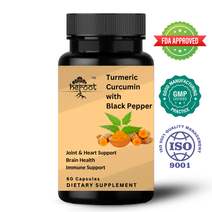 Turmeric 95% Curcumin 1000mg Extract with Black Pepper - Powerful Antioxidant Support