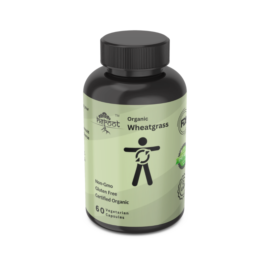 Organic Wheatgrass 1000mg - 60 USDA Certified Non-GMO Capsules for Cholesterol Control