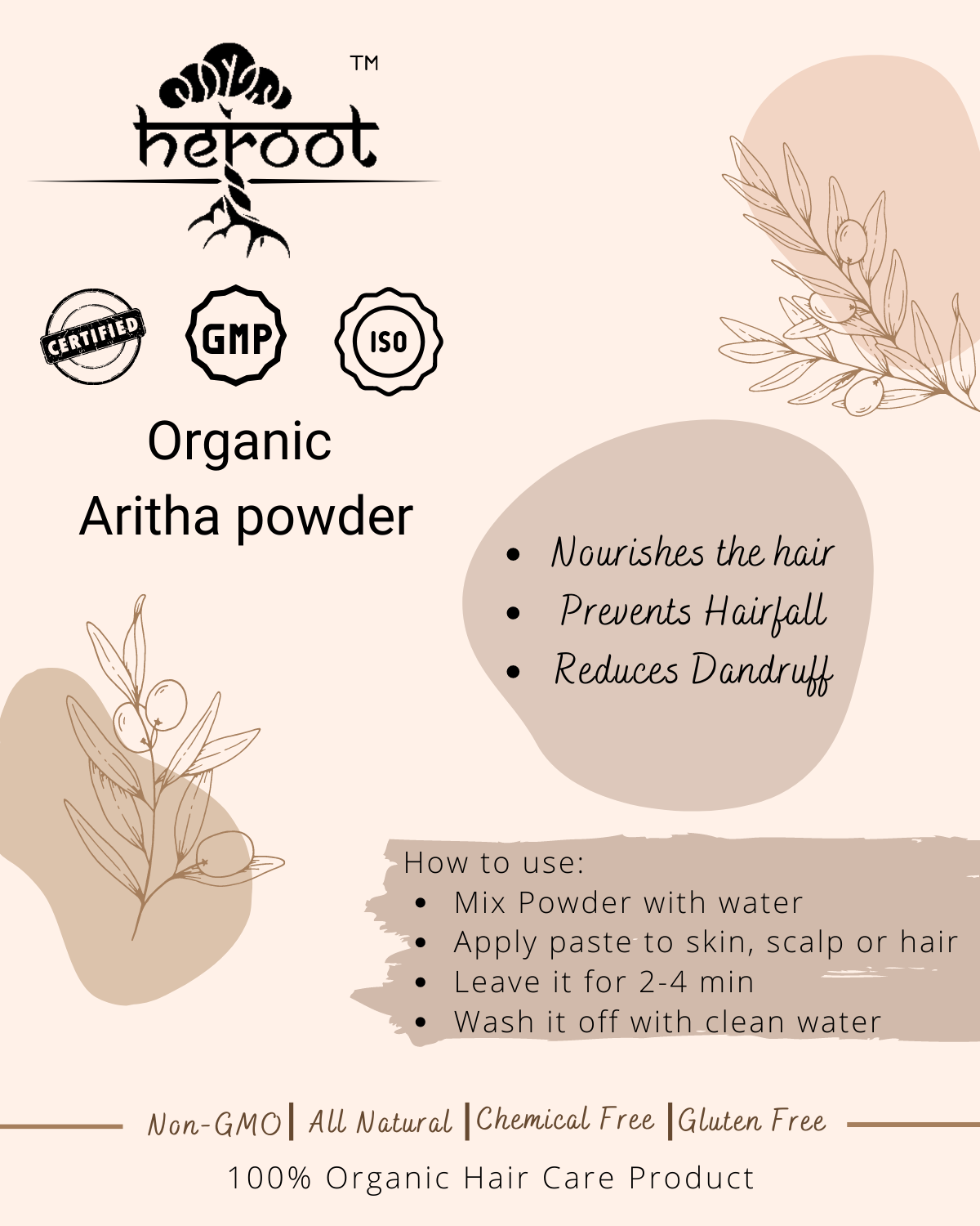 Organic Aritha Powder - 100% Natural Hair Care for Nourishing Hair and Reducing Dandruff