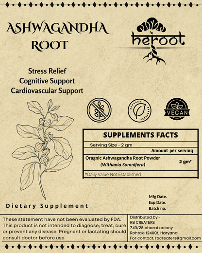 Pure Organic Ashwagandha Powder (Indian Ginseng) - Raw, Non-GMO, Bulk Supply