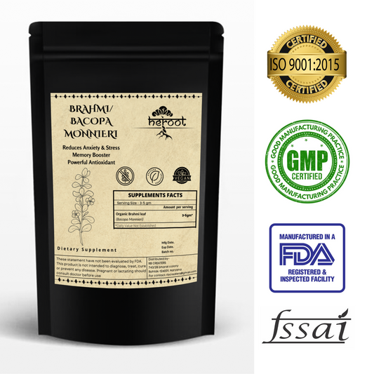 Organic Brahmi Powder - Bacopa Monnieri for Memory, Focus, and Hair Health