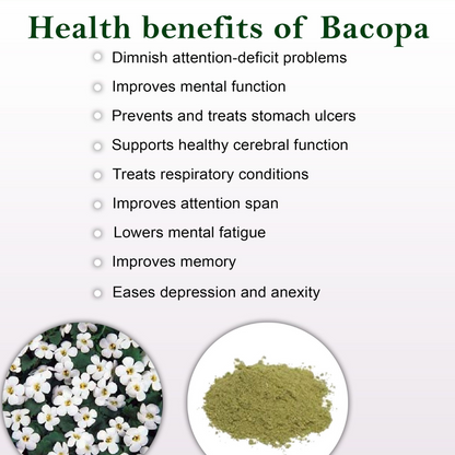 Organic Brahmi Powder - Bacopa Monnieri for Memory, Focus, and Hair Health