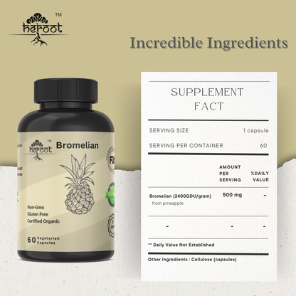 Bromelain 500mg (2400 GDU/gram) - 60 Capsules for Joint Support & Healthy Digestion | Pina Slim