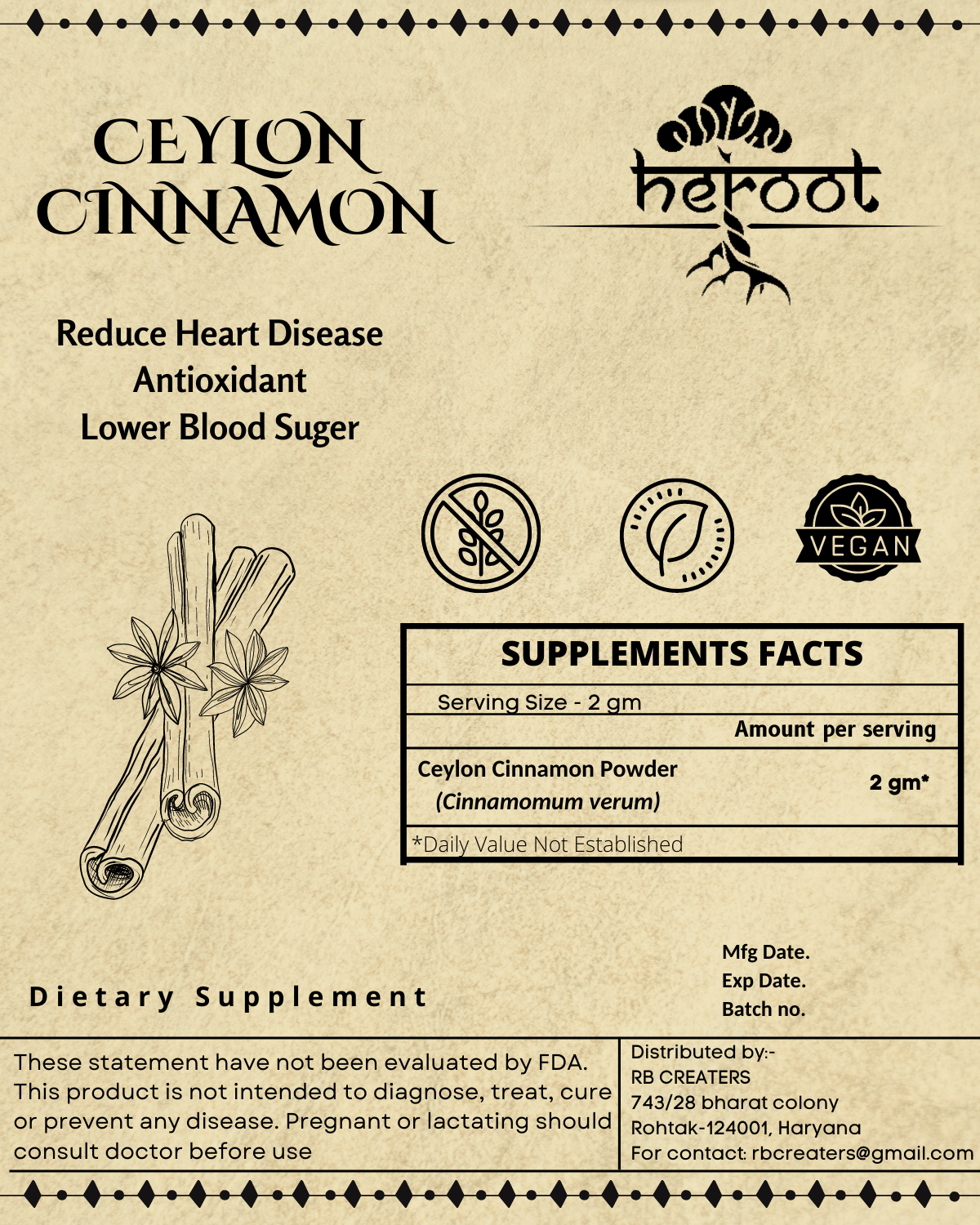 Organic Ceylon Cinnamon Powder (Cinnamomum Verum) - Supports Heart Health