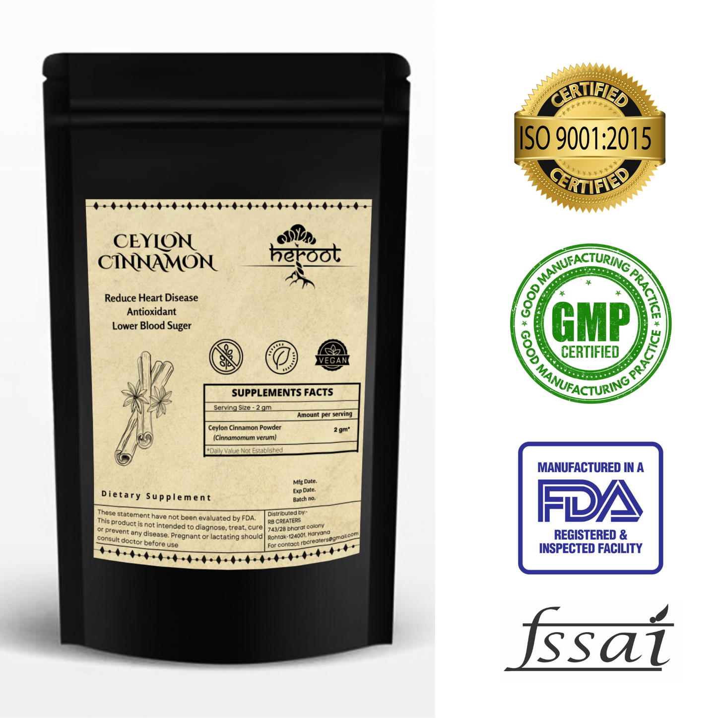 Organic Ceylon Cinnamon Powder (Cinnamomum Verum) - Supports Heart Health