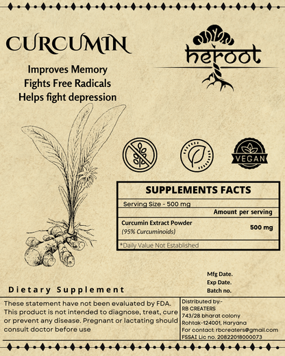 Organic Turmeric Root Powder - Pure Raw Curcumin (Curcuma Longa) Spice