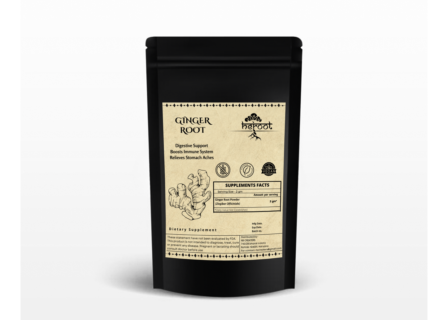 Natural Premium Ground Ginger Root Powder - Raw Zingiber Officinale (Jengibre)