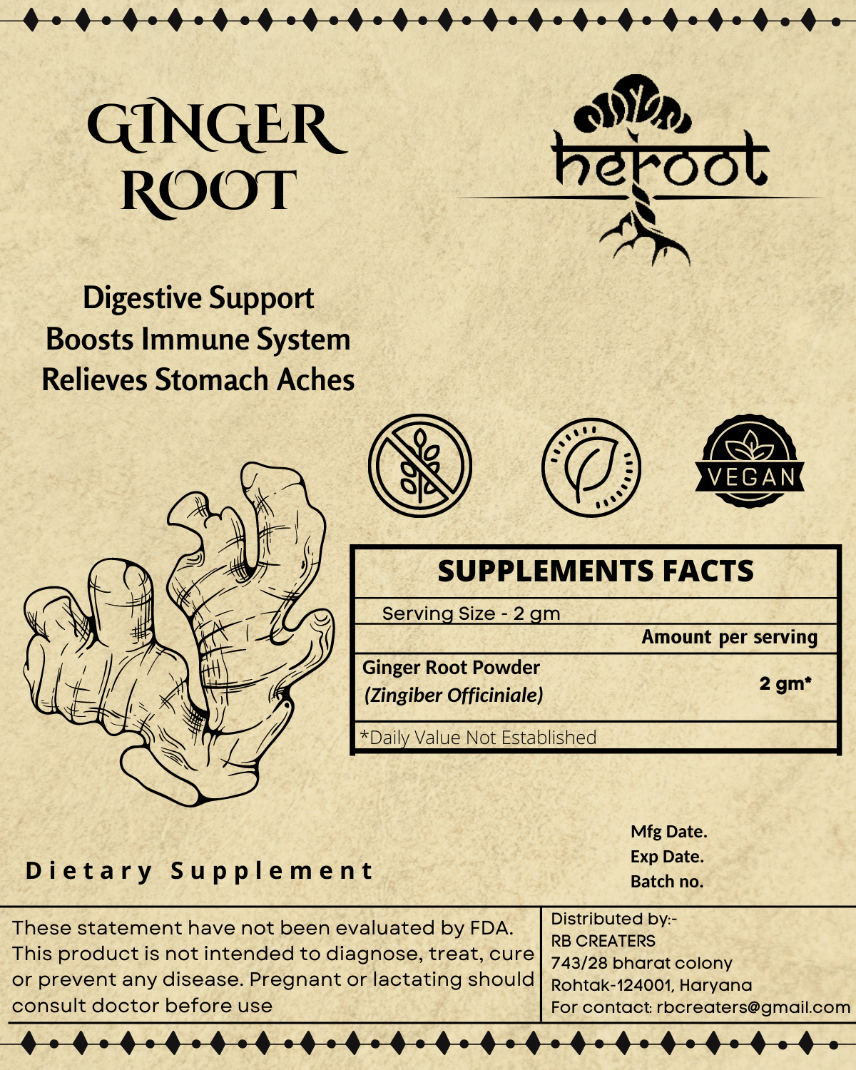 Natural Premium Ground Ginger Root Powder - Raw Zingiber Officinale (Jengibre)