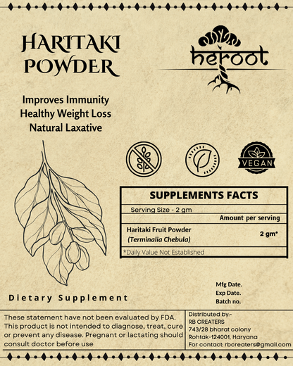 Organic Haritaki Powder (Terminalia Chebula) - Boost Immunity and Support Healthy Weight Loss