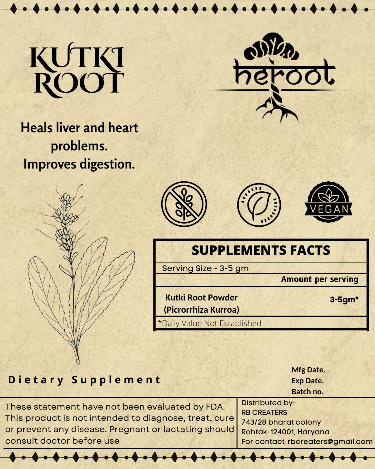 Kutki Powder (Picrorhiza Kurroa) - Natural Liver Support & Digestive Health