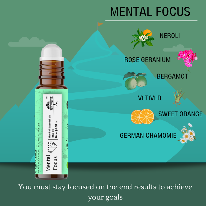 Mental Focus Essential Oil Blend Roll On Bergamot, Neroli, German Chamomile