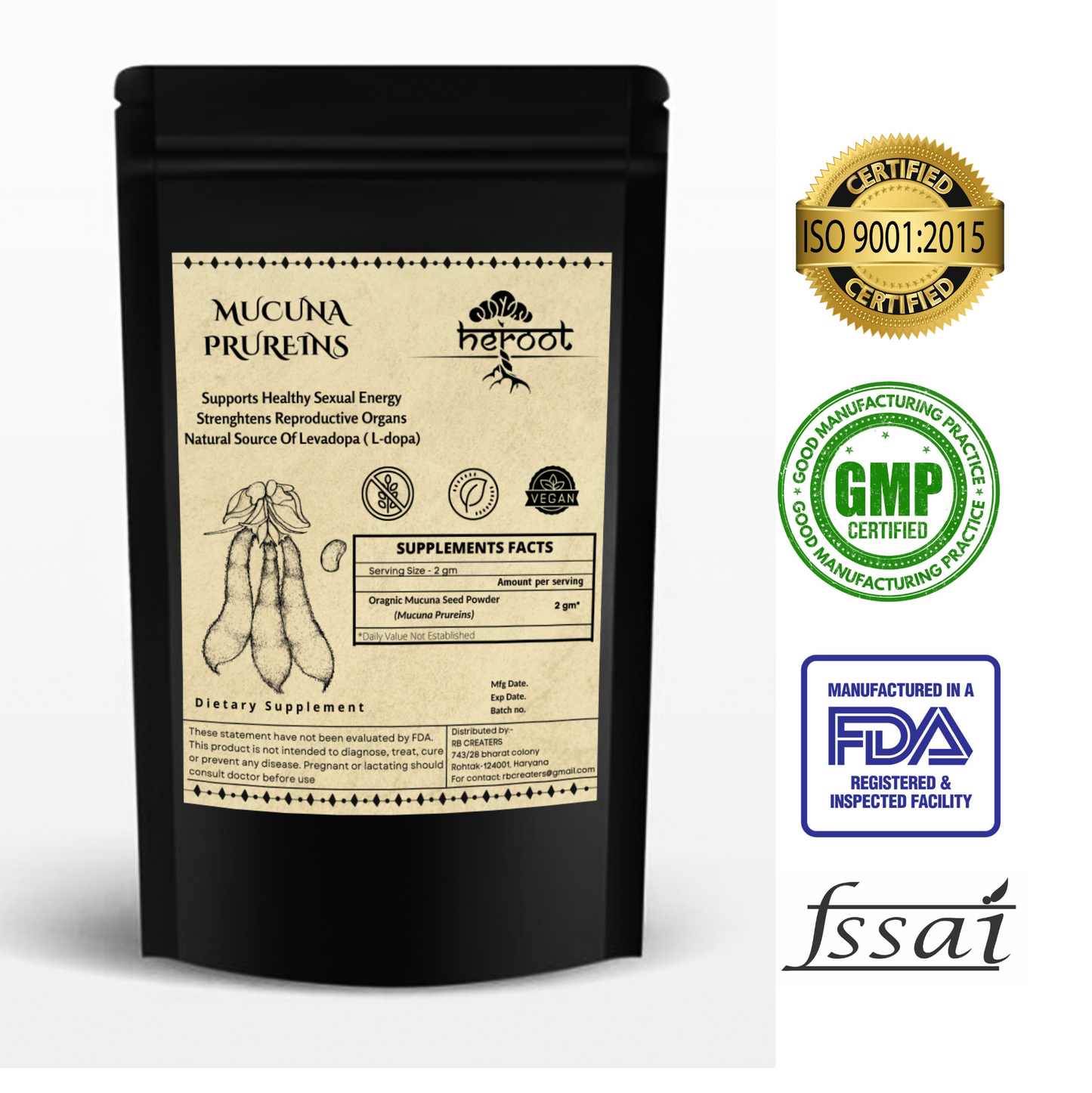 Pure L-DOPA Levodopa Mucuna Powder | Boosts Sexual Energy & Strengthens Vitality