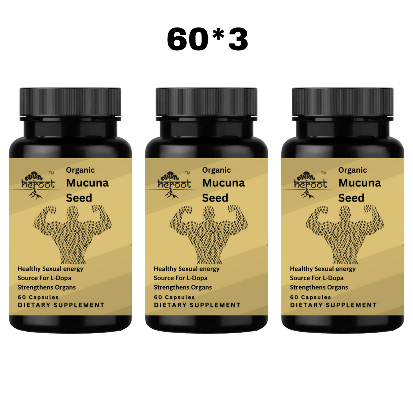 PURE L-DOPA Mucuna Pruriens 400 mg 60 Capsules strengthens organs USDA