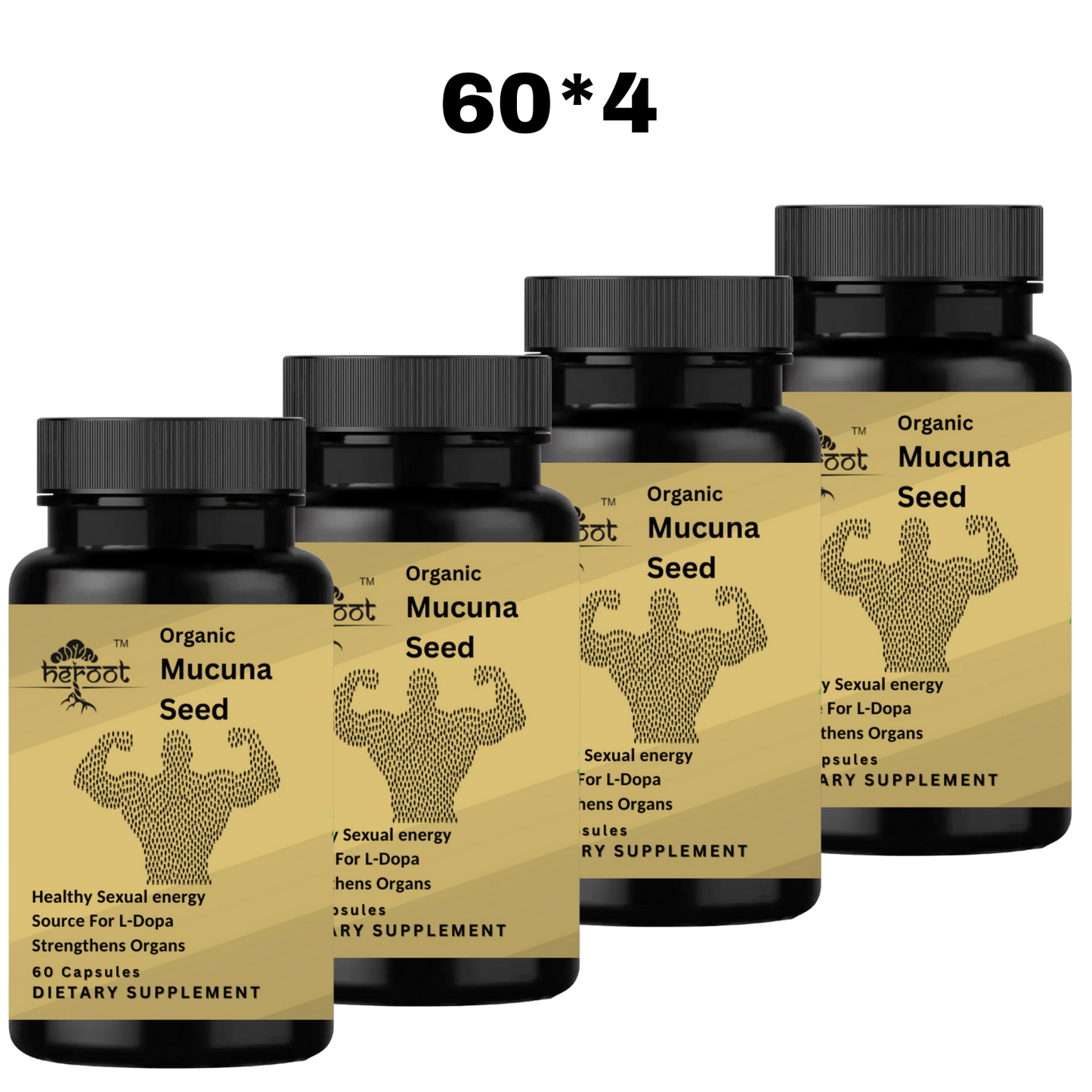 PURE L-DOPA Mucuna Pruriens 400 mg 60 Capsules strengthens organs USDA