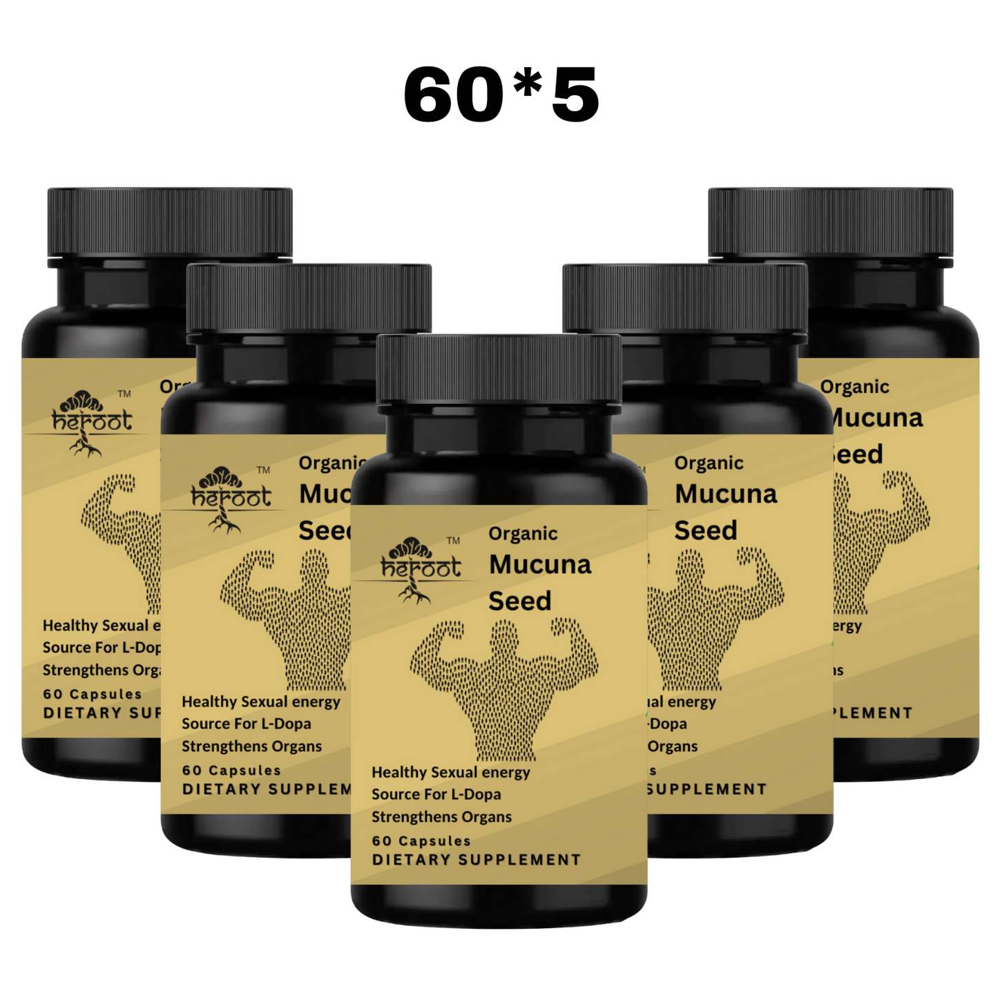 PURE L-DOPA Mucuna Pruriens 400 mg 60 Capsules strengthens organs USDA