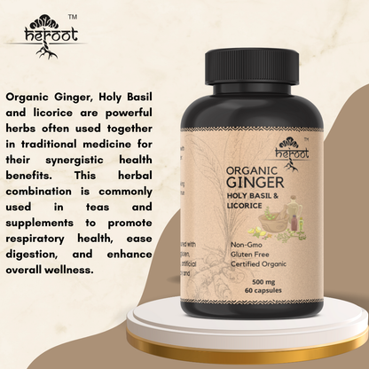 Organic Ginger, Holy Basil, and Licorice 400mg - Supports Cognitive Function & Sleep (60 Caps)