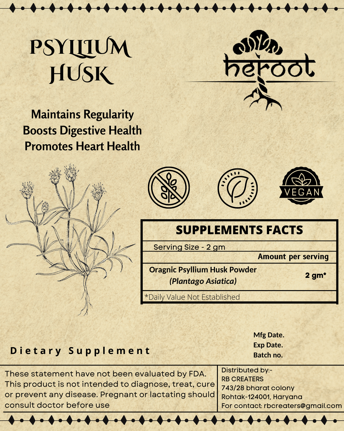 Organic Psyllium Husk Powder (Plantago Asiatica) - Natural Colon Cleanse and Detox