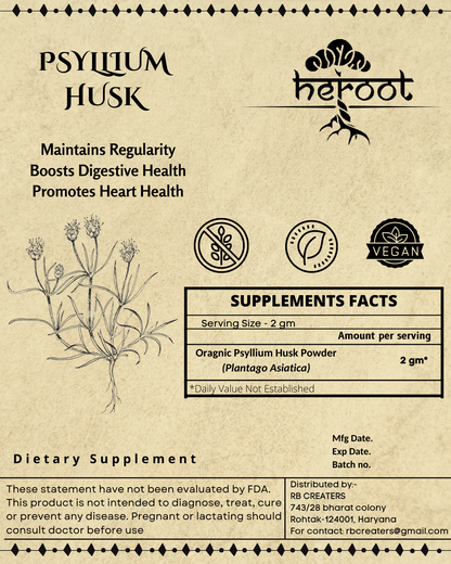 Organic Psyllium Husk Powder (Plantago Asiatica) - Natural Colon Cleanse and Detox