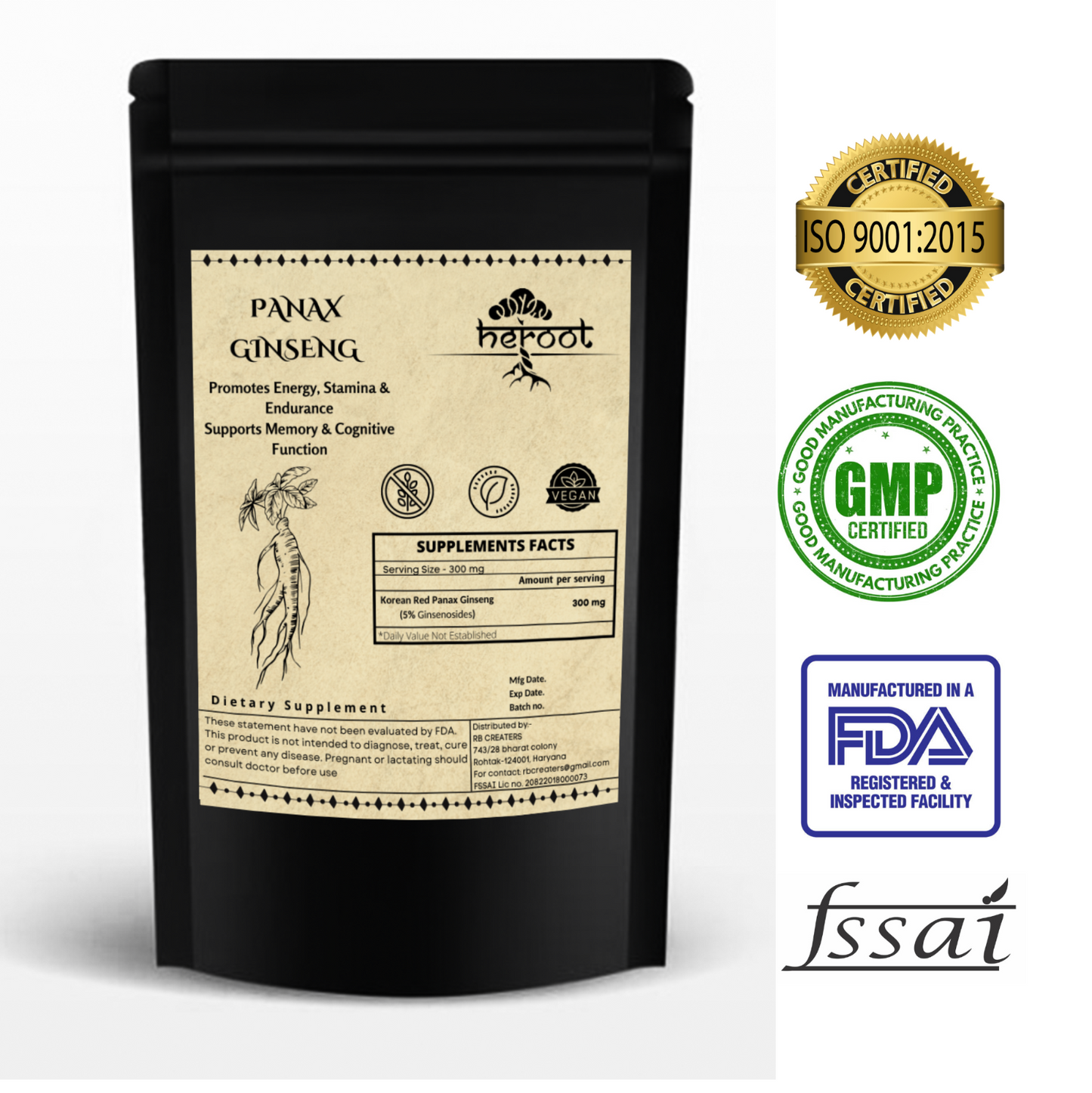 Pure Korean Red Panax Ginseng Extract Root Powder - 5% Ginsenosides