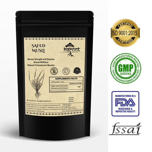 Safed Musli Powder - 50% Saponins (Chlorophytum Borivilianum) for Testosterone Boost