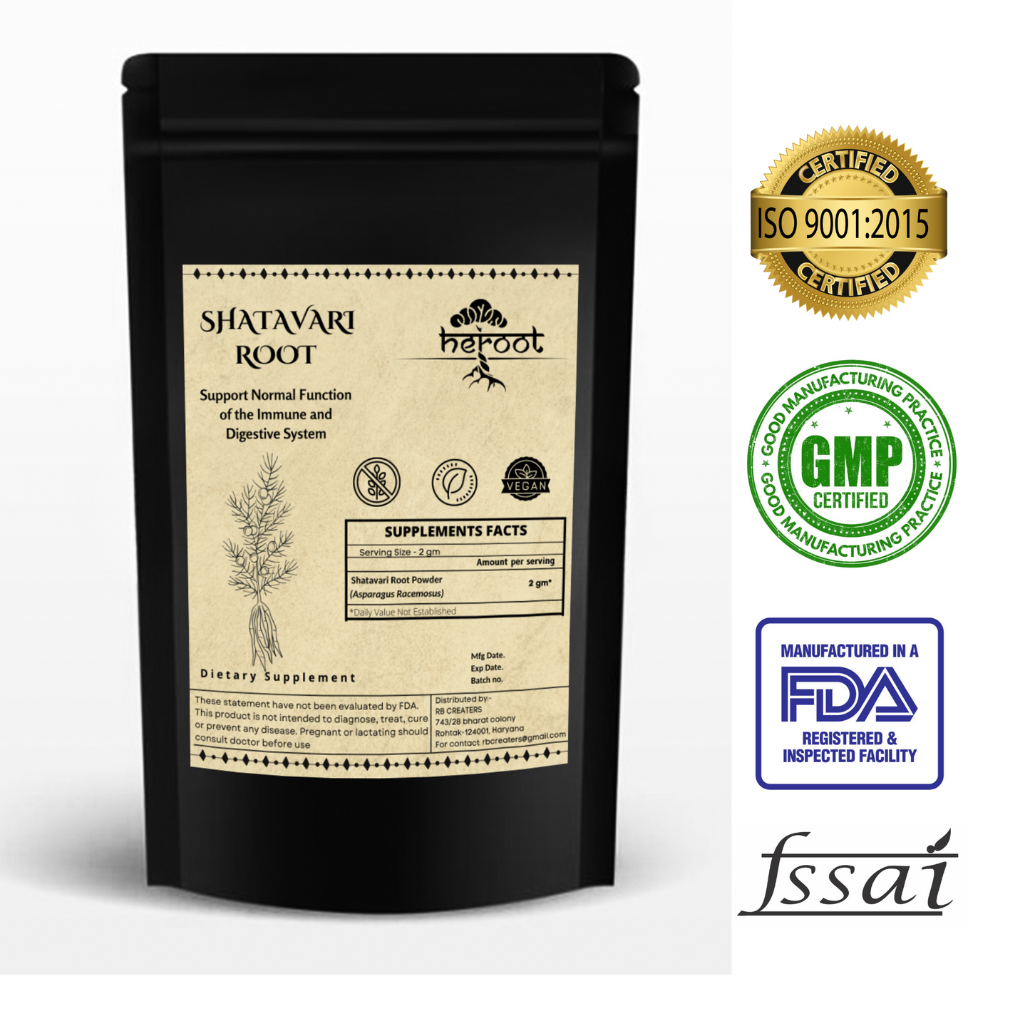 Organic Shatavari Root Powder (Asparagus Racemosus) - Supports Digestive Health