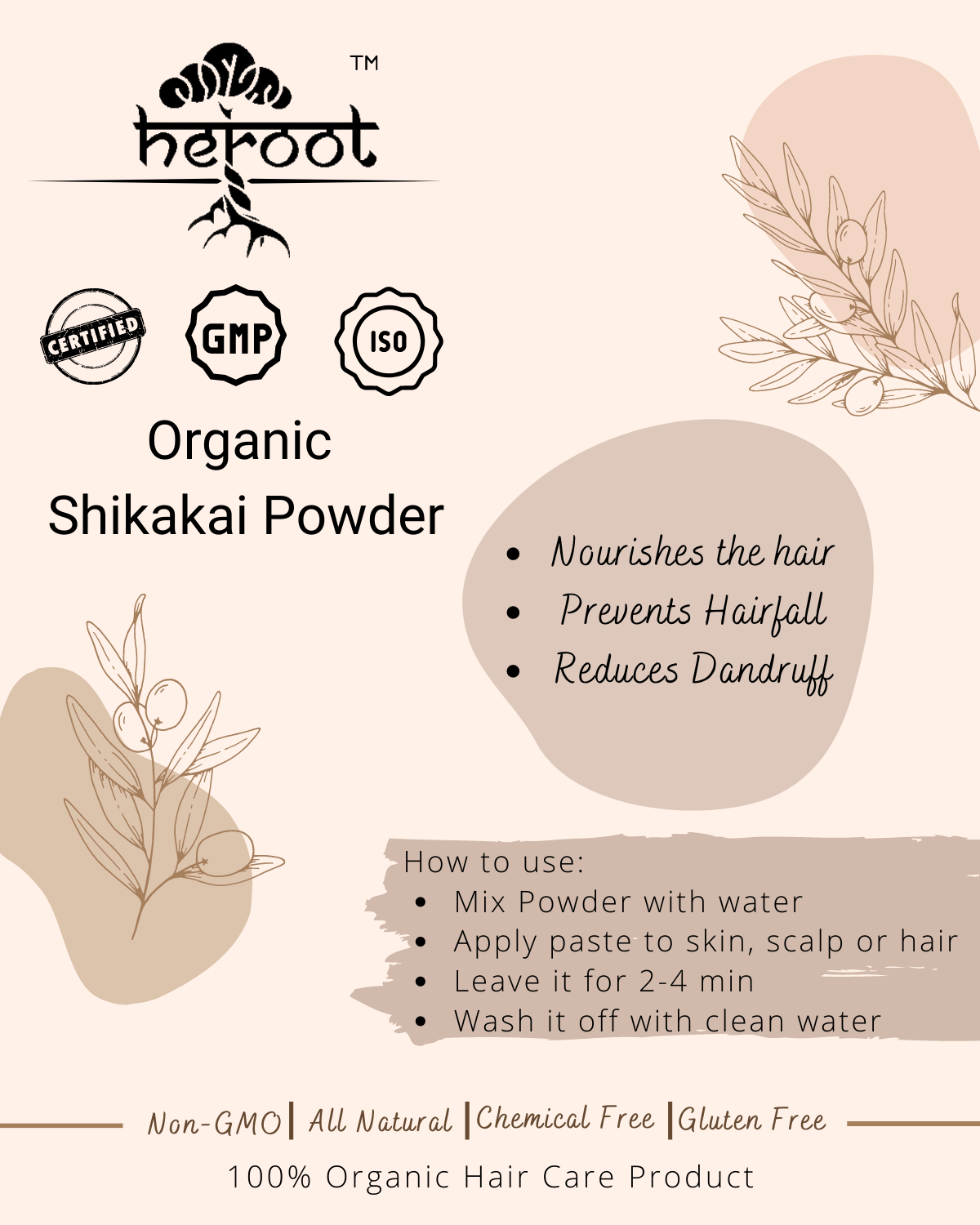 Certified Organic Shikakai Powder (Acacia Concinna) - Natural Hair Cleanser, USDA Approved