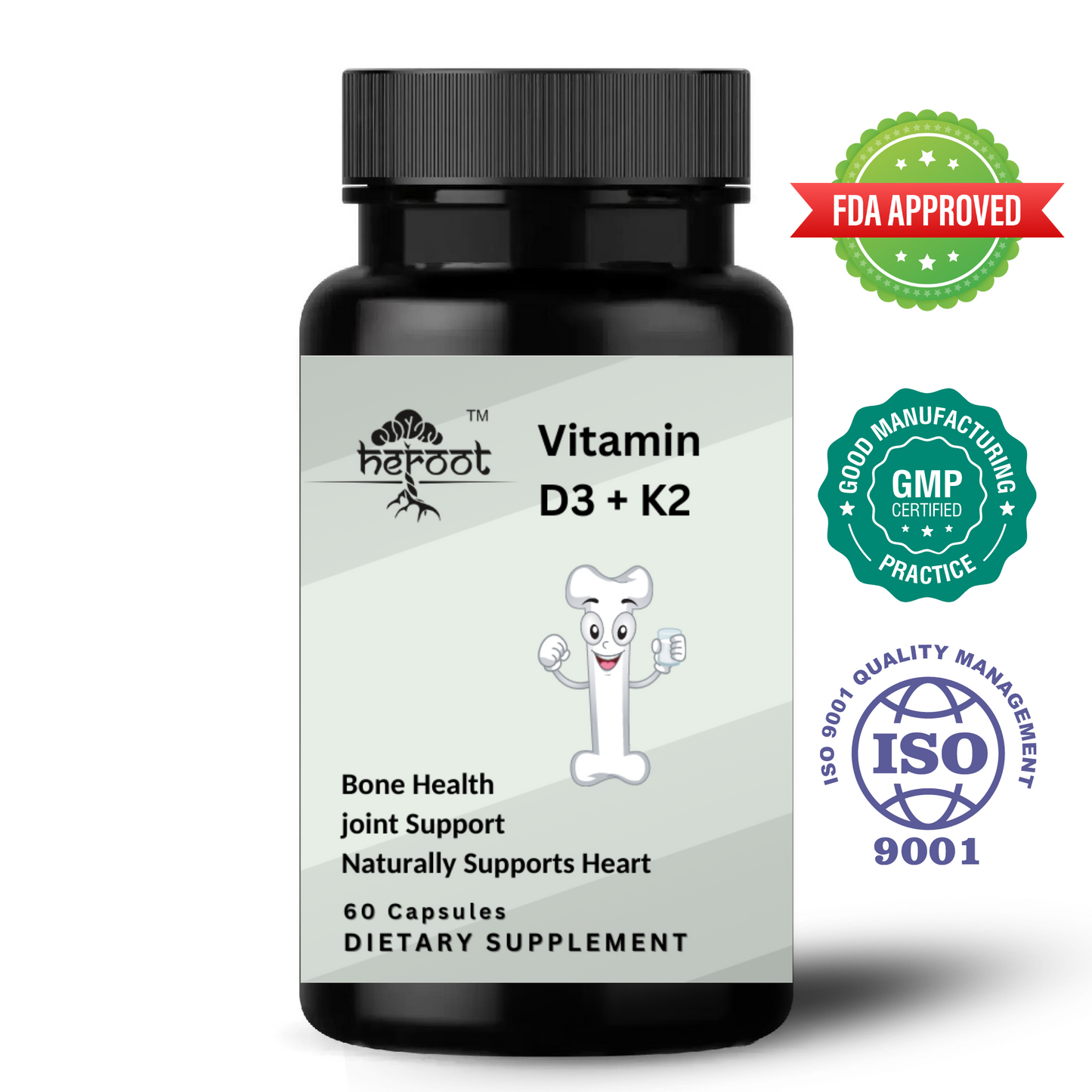 Vitamin K2 (MK7) with D3 5000 IU Supplement - for Immune Health